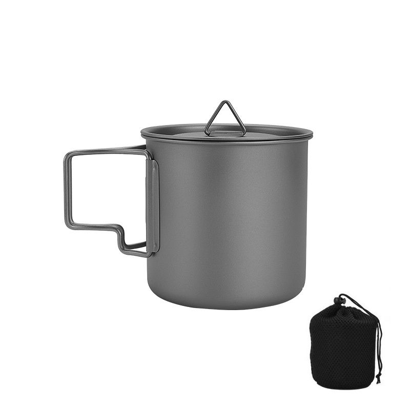 Camping Cooking Backpack - Tytanowy kubek turystyczny ze składanym uchwytem,