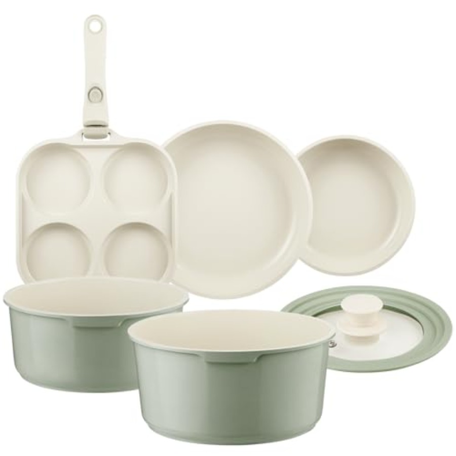 Camping Cooking Set Detachable Handle - Zestaw ceramicznych garnków i patelni z