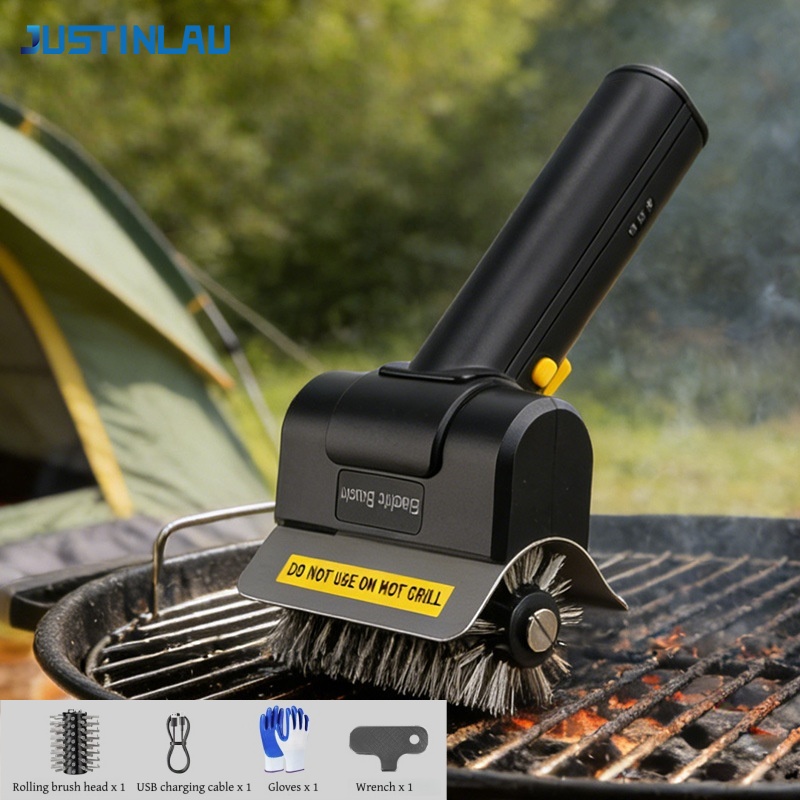 Camping Cooking Meat - JUSTINLAU Elektryczna szczotka do grilla, szczotka