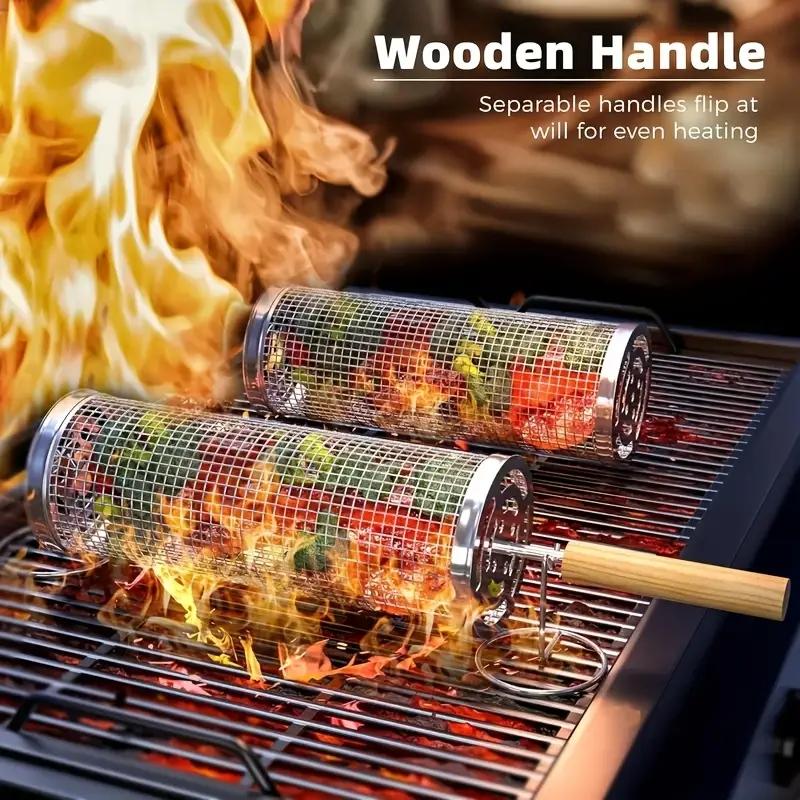 Camping Cooking Meat - Kosz do grillowania ze stali nierdzewnej,
