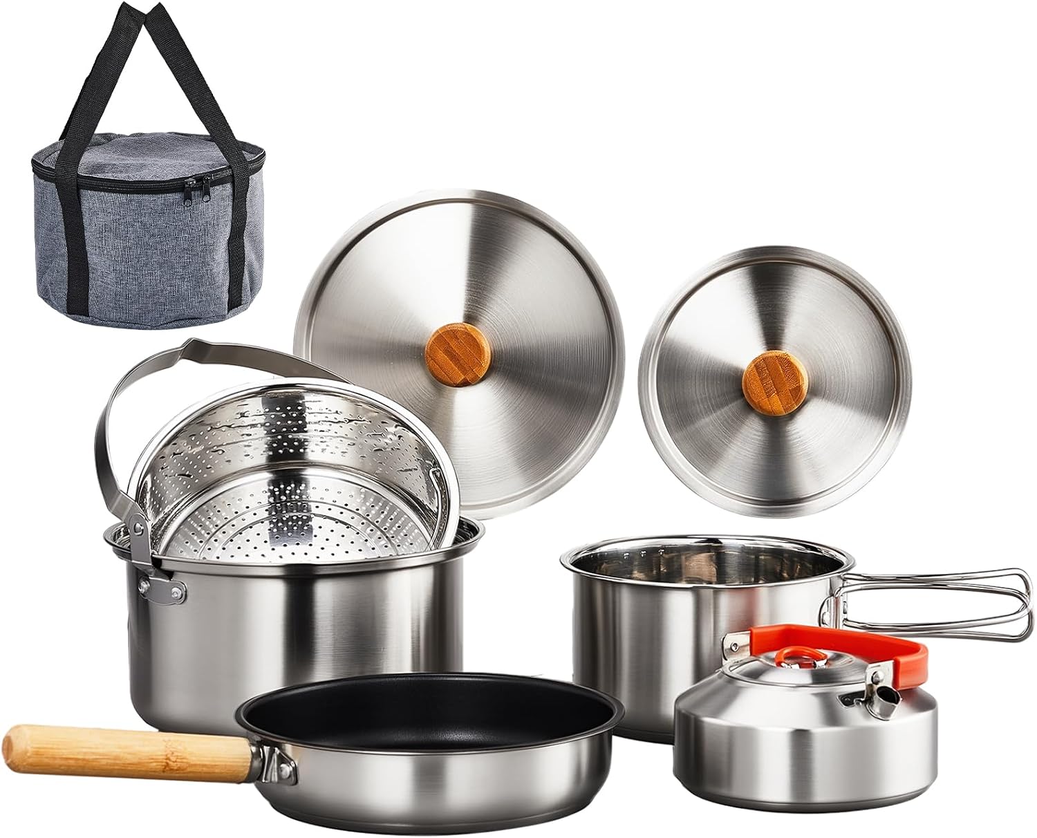 Camping Cooking Bag - 6-częściowy zestaw naczyń kuchennych, lekki garnek,