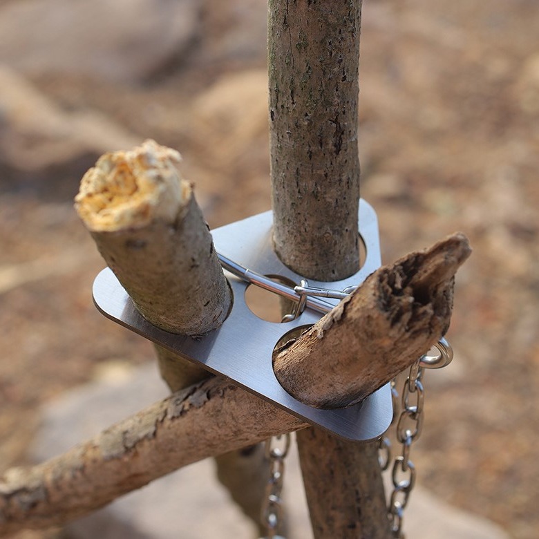 Camping Cooking Meat - Stalowy trójnóg kempingowy ze stali nierdzewnej,