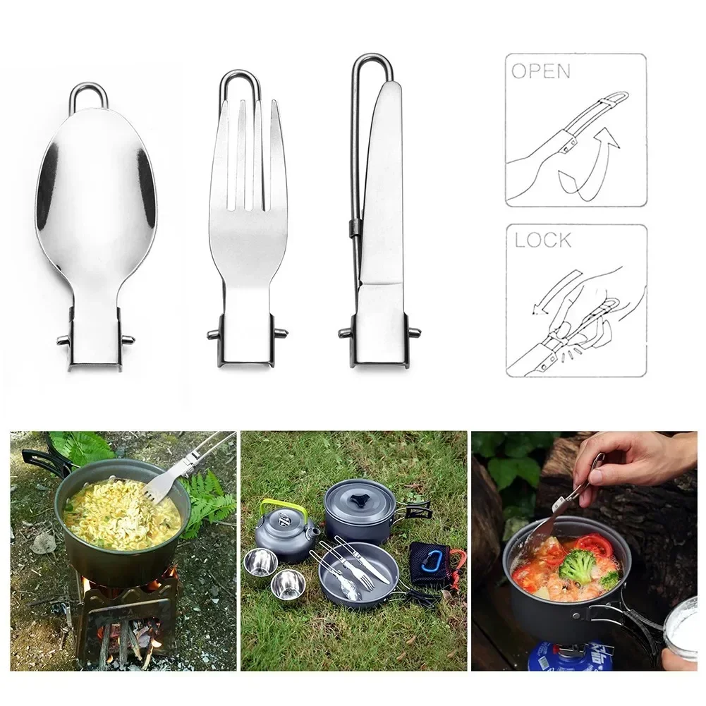 Camping Cooking Knife Set - 1 Zestaw Składane Sztućce Kempingowe Ze