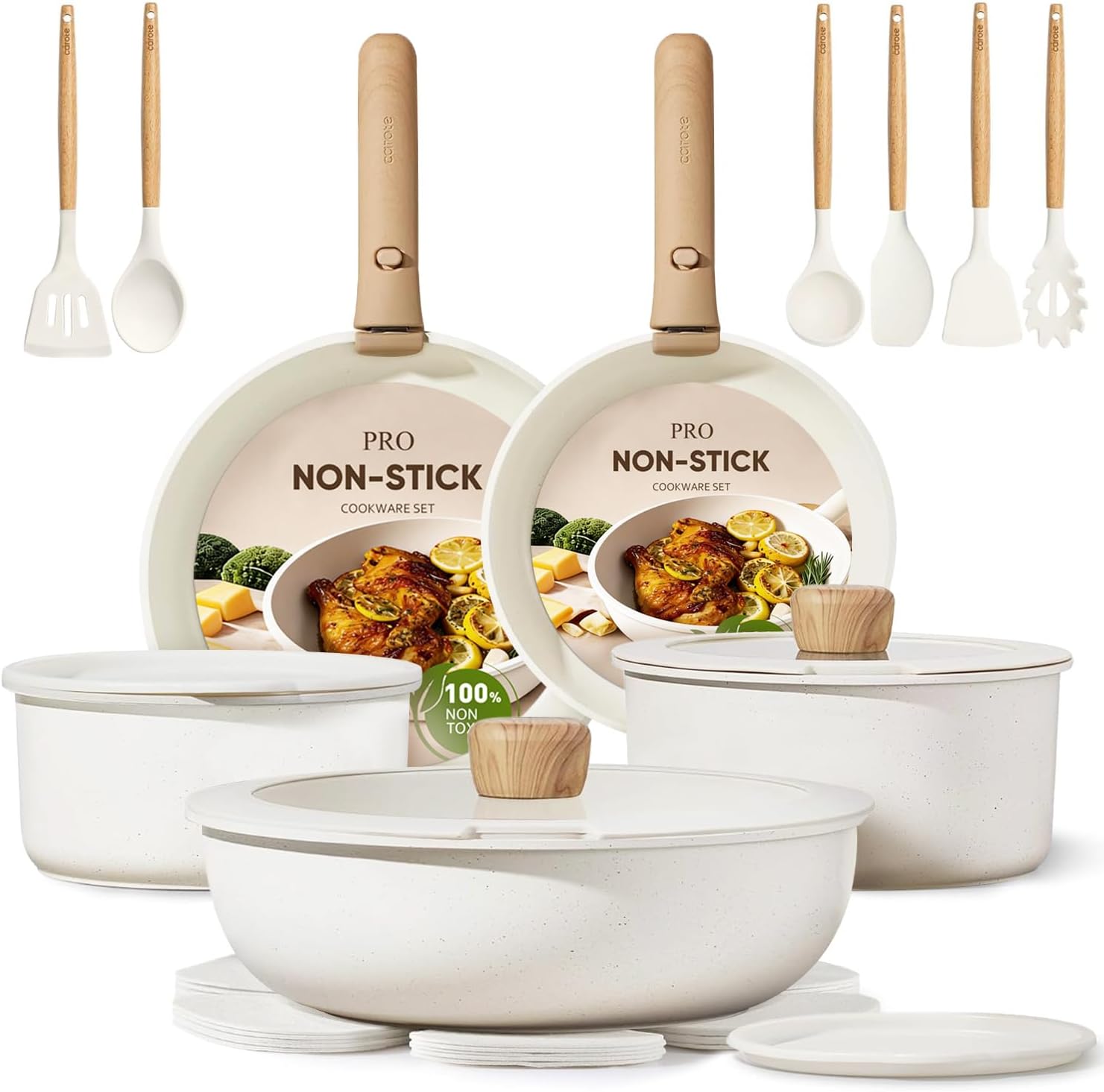 Camping Cooking Set Detachable Handle - 21-częściowy zestaw naczyń kuchennych z powłoką