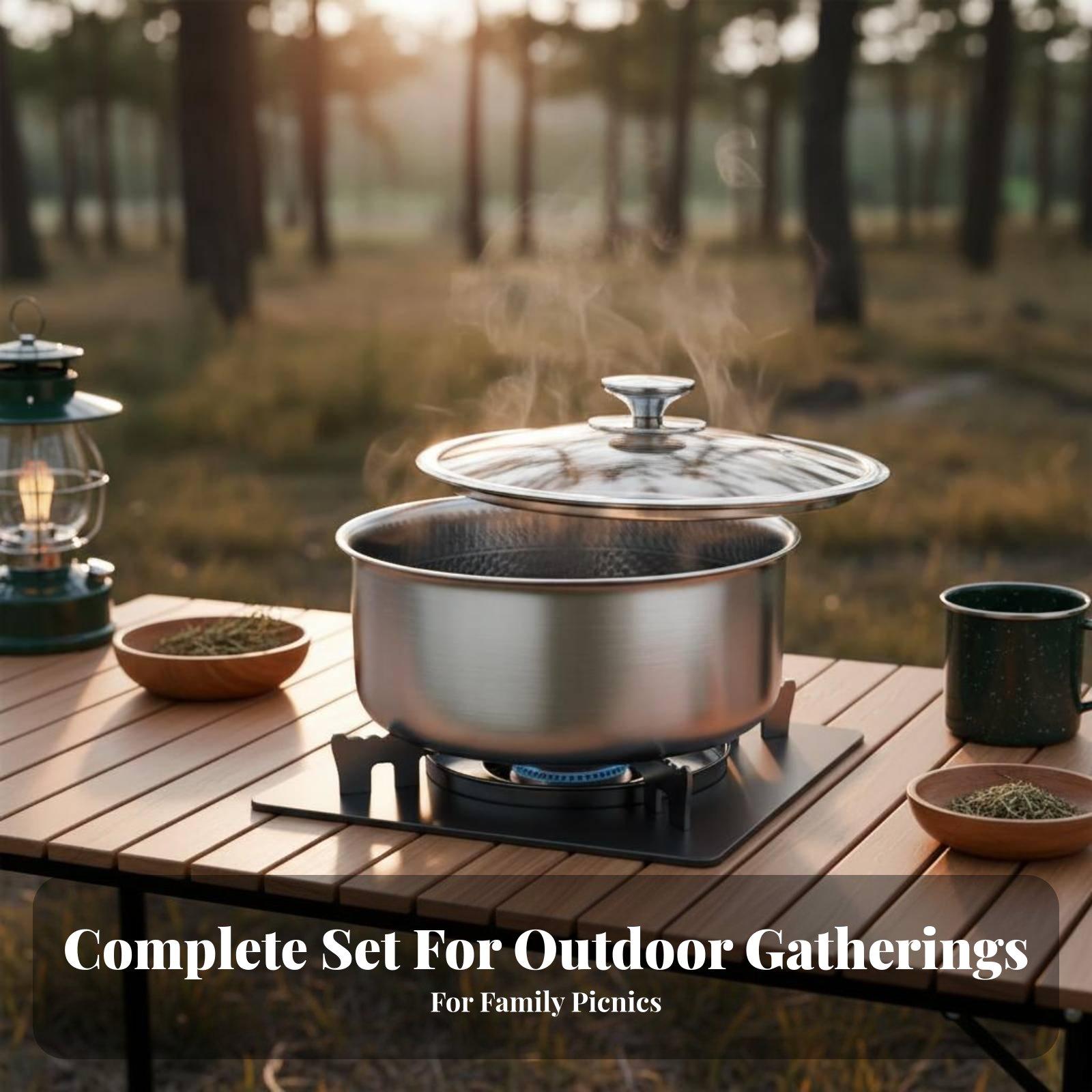 Zestaw naczyń kempingowych ze  – Camping Cooking Set Detachable Handle recenzja i cena