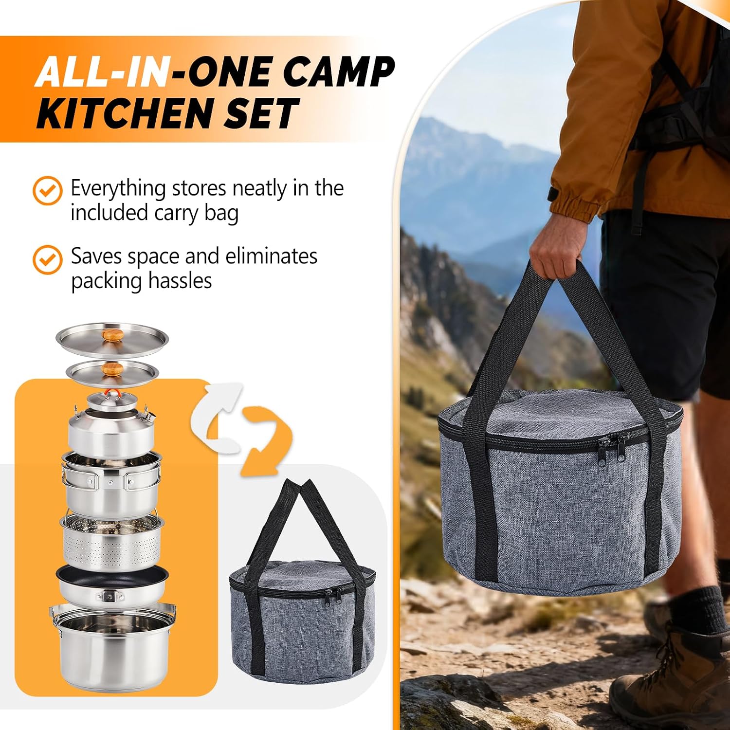 6-częściowy zestaw naczyń kuch – Camping Cooking Bag recenzja i cena