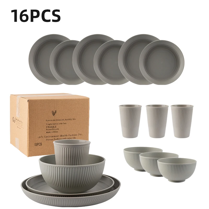 16Pcs Słoma pszenna Zestawy st – Camping Cooking And Eating Set recenzja i cena