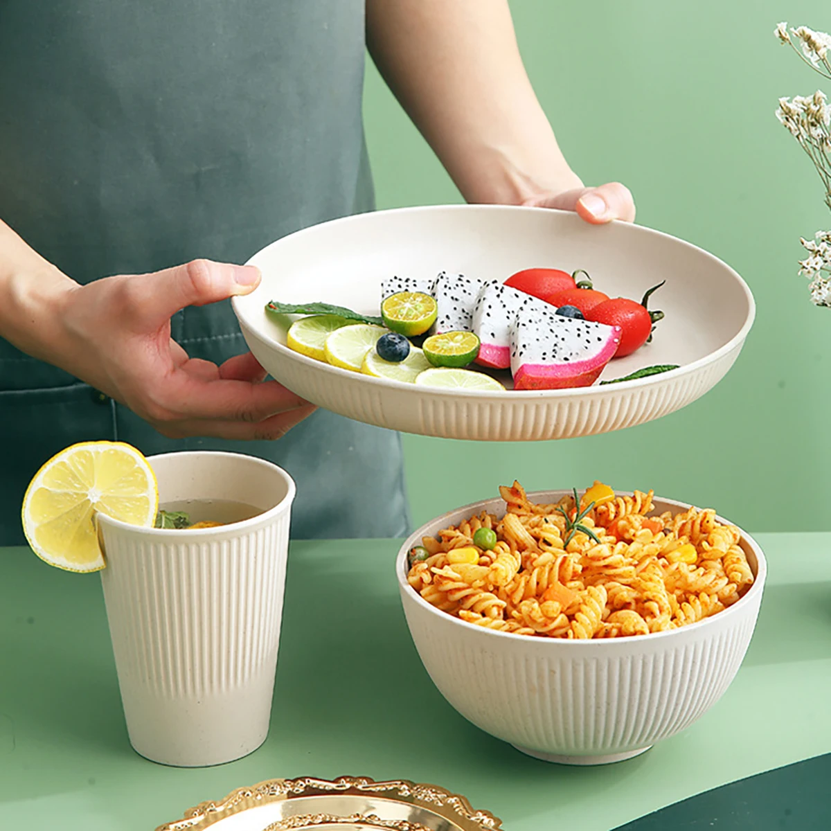 16Pcs Słoma pszenna Zestawy st – Camping Cooking And Eating Set recenzja i cena