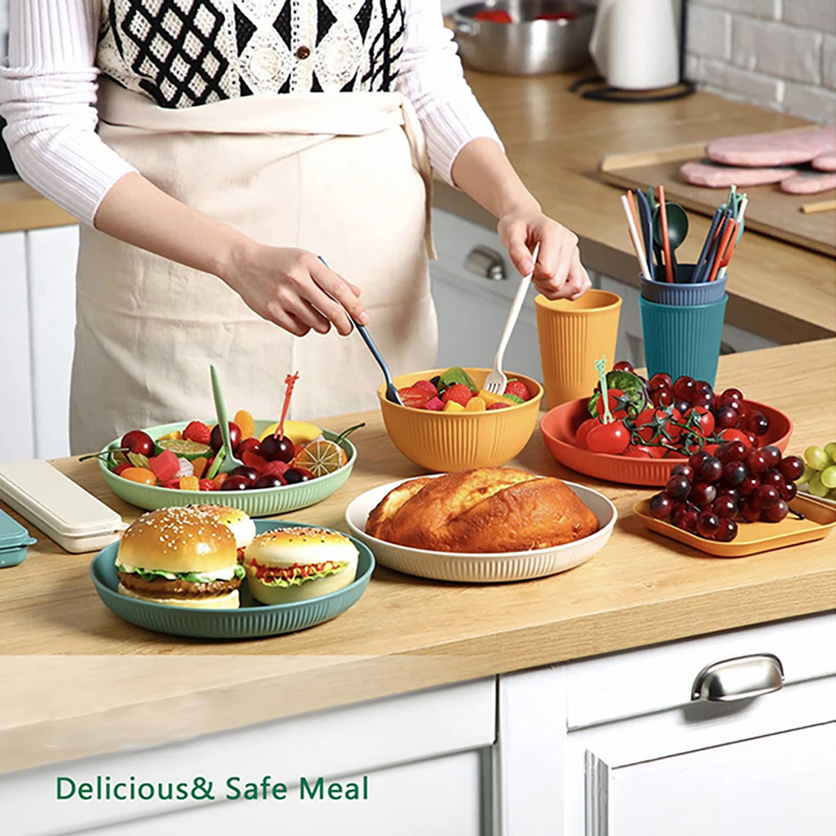 16Pcs Słoma pszenna Zestawy st – Camping Cooking And Eating Set recenzja i cena